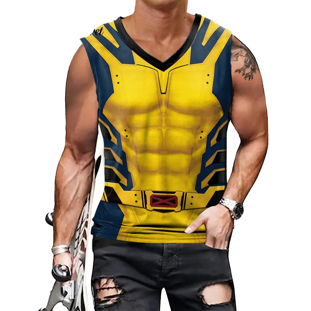 Compression Tank Top Inspired by Deadpool and Wolverine for Fitness and Cosplay