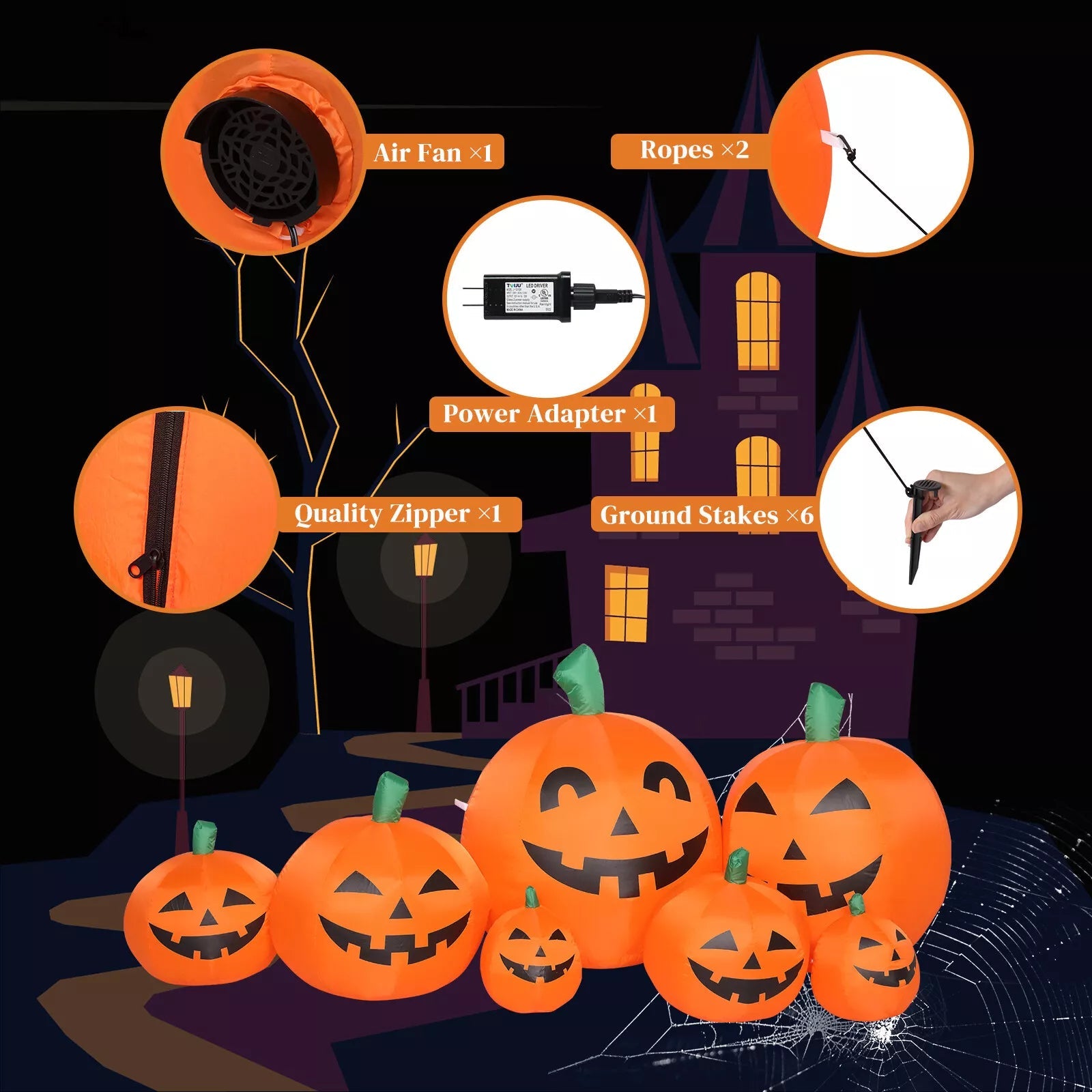 Décoration Gonflable Halloween de 7 Pieds avec Lumières LED – Affichage Extérieur pour le Jardin