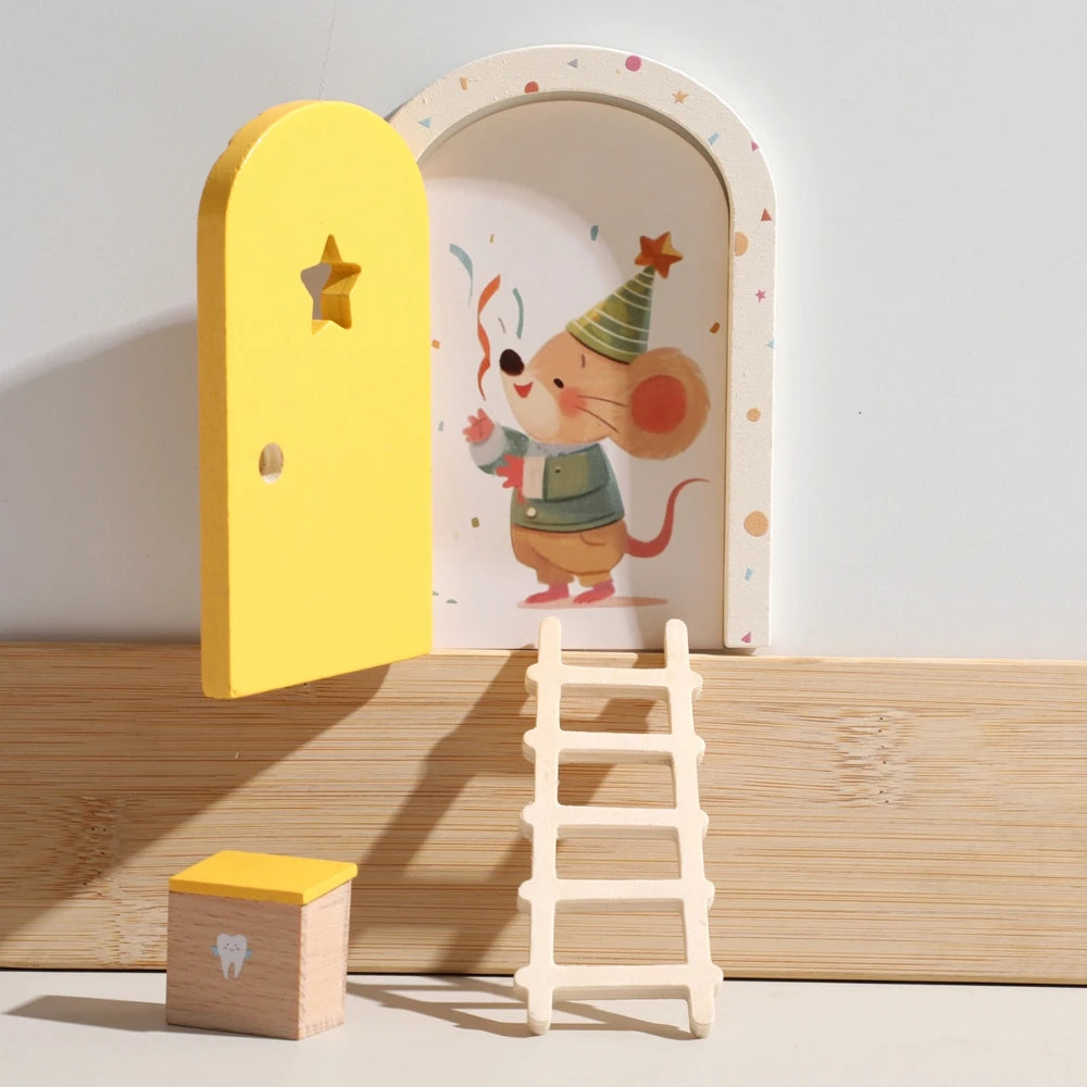 Décoration Murale Originale Porte de Fée en Bois pour Chambre d'Enfant – Déco Murale Magique et Boîte à Dents Commémorative