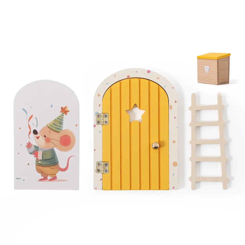 Original Wall Decoration Wooden Fairy Door for Children's Room – Magical Wall Decor and Commemorative Tooth Box