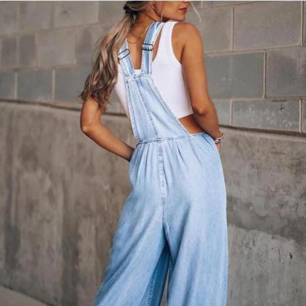 Variant image for Salopette Jean Femme Large Bleu Taille M Denim-6