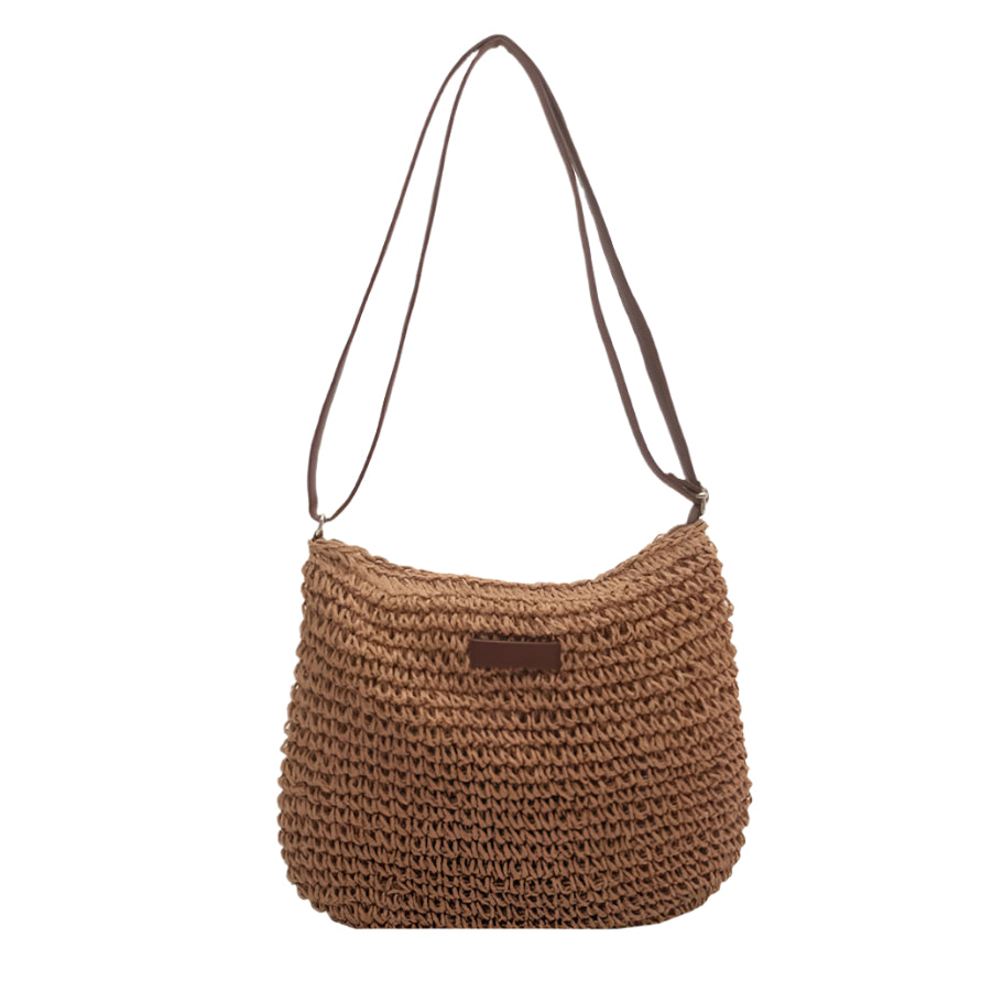 Sac à Bandoulière Femme en Paille Premium avec Bandoulière Ajustable en Cuir Végan – Idéal pour le Quotidien