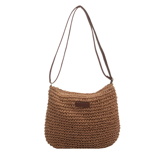 Premium Women's Straw Shoulder Bag with Adjustable Vegan Leather Strap – Ideal for Everyday Use