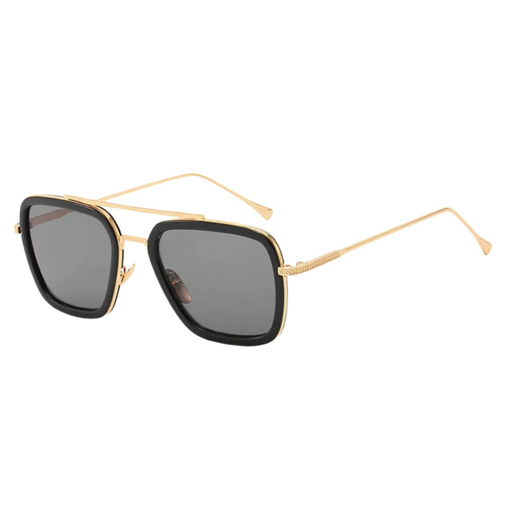 Lunettes de Soleil Rectangulaires Femme UV400 en Verre Noir – Monture Légère en Résine Élégante et Confortable