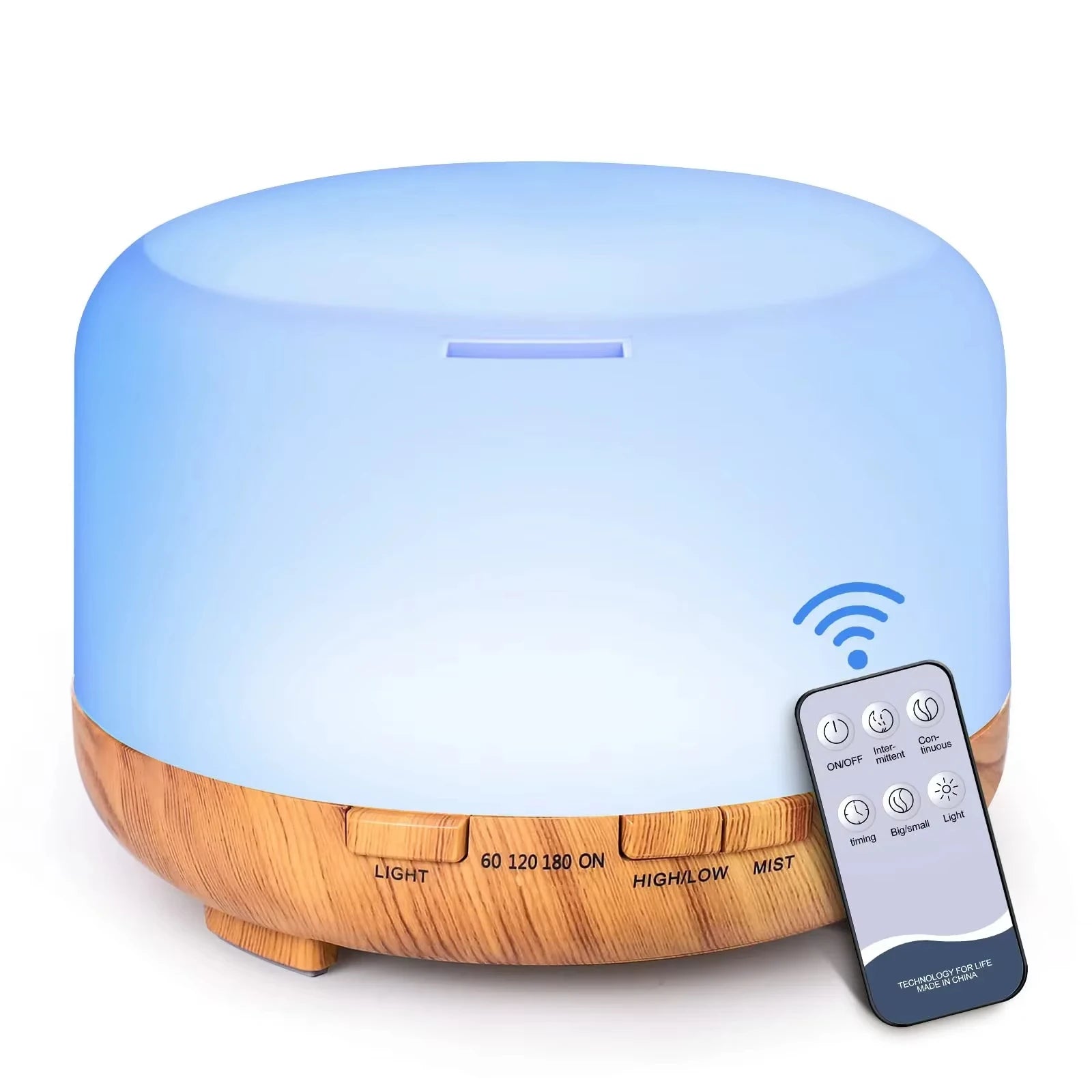 Diffuseur Huile Essentielle 500ML Ultrasonique avec Éclairage LED 7 Couleurs et Minuteries Personnalisables pour Bien-Être Optimal