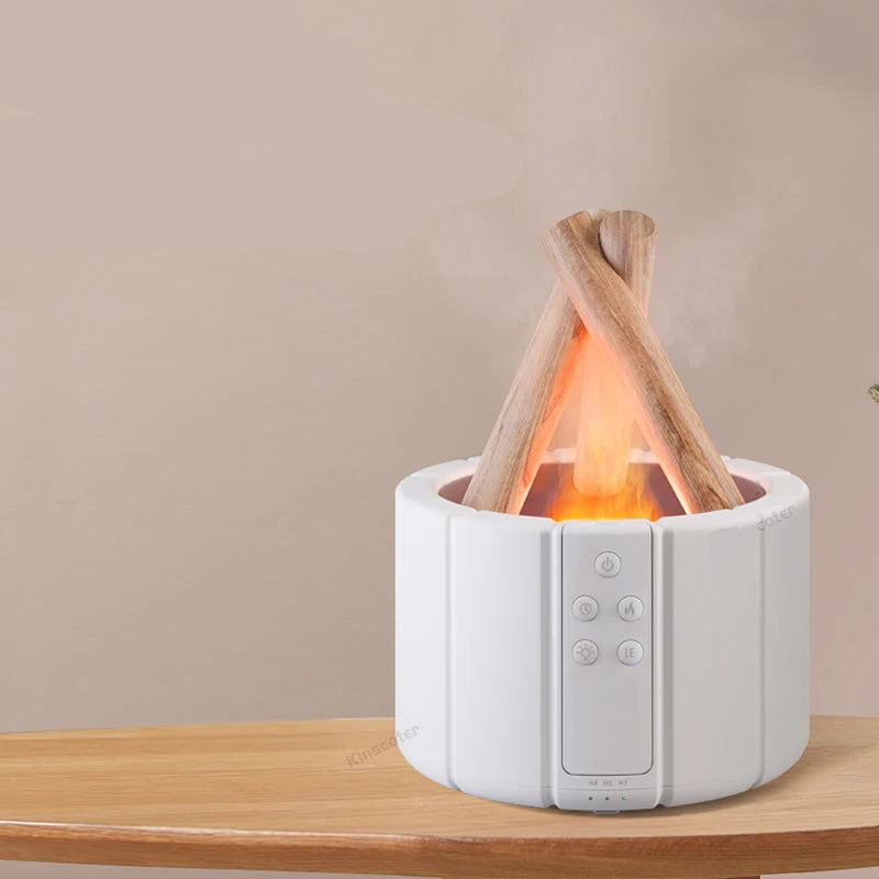 Diffuseur d'Arome Ultrasonique 280ml avec Flamme Simulée et Lumière LED – Humidificateur d'Air pour Maison et Bureau