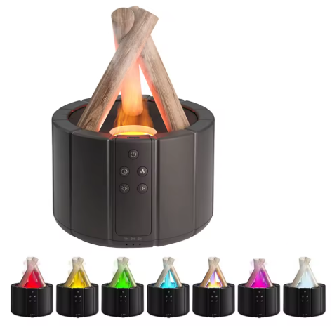 Diffuseur d'Arome Ultrasonique 280ml avec Flamme Simulée et Lumière LED – Humidificateur d'Air pour Maison et Bureau