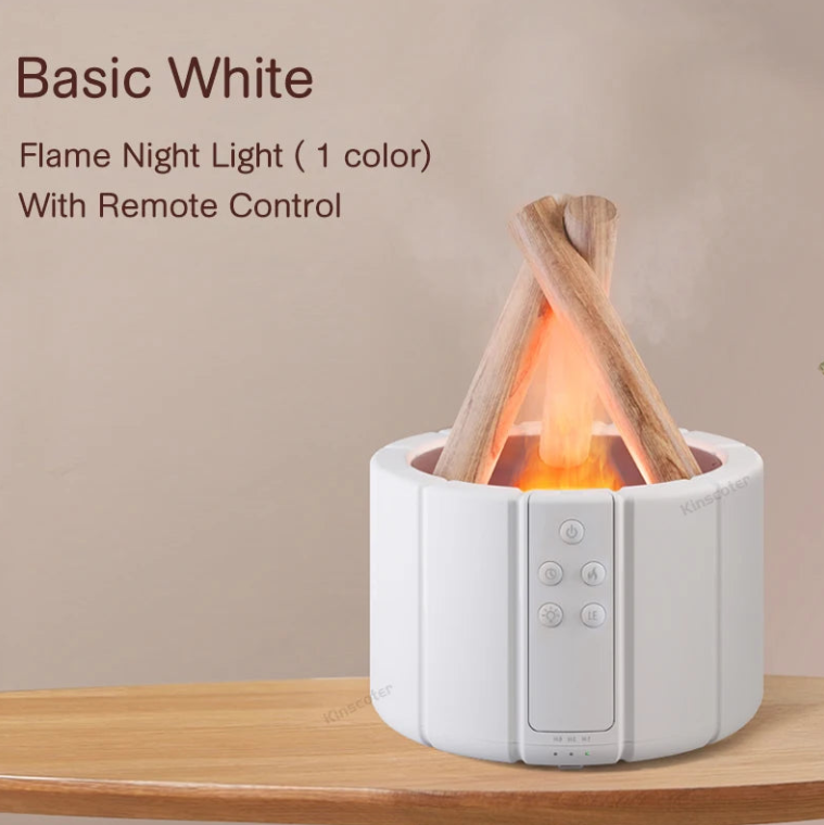 Diffuseur d'Arome Ultrasonique 280ml avec Flamme Simulée et Lumière LED – Humidificateur d'Air pour Maison et Bureau