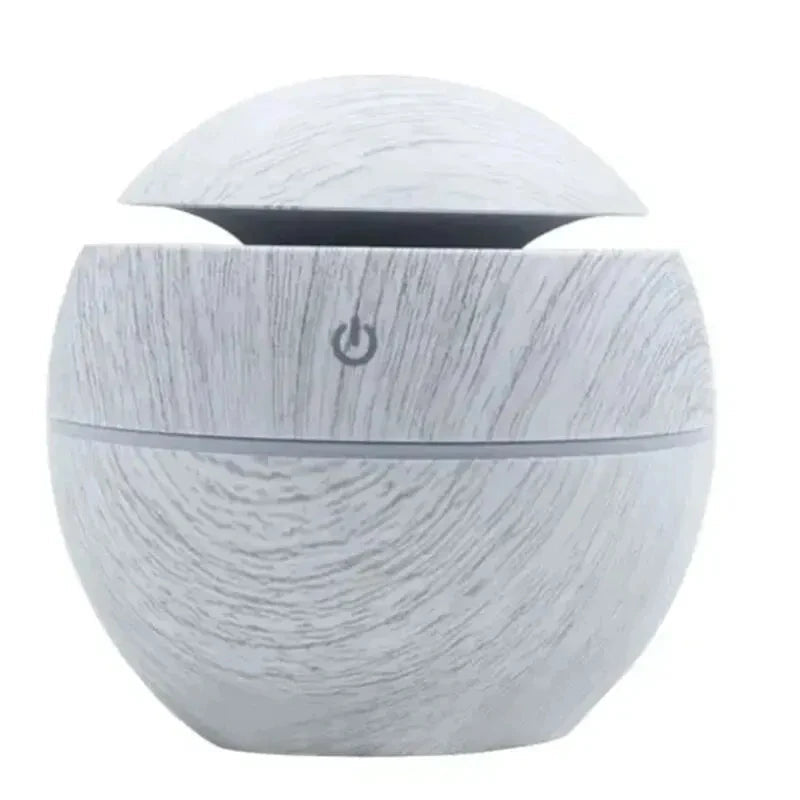 Compact Wooden Ultrasonic Aroma Diffuser with LED Lighting – USB Humidifier for Essential Oils