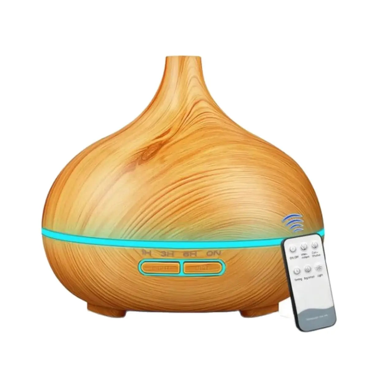 Essential Oil Diffuser 500ml with Remote Control and Colored Lights – Wooden Humidifier