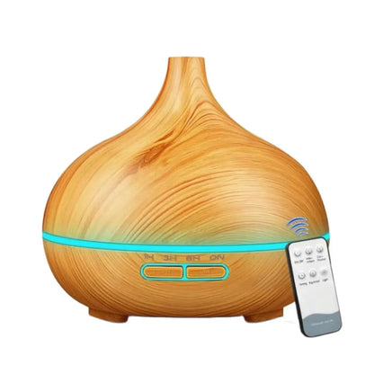Essential Oil Diffuser 500ml with Remote Control and Colored Lights – Wooden Humidifier