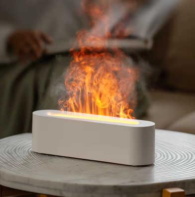 Diffuseur d'Huiles Essentielles avec Humidificateur et Lumière RGB – Effet Flamme Élégant