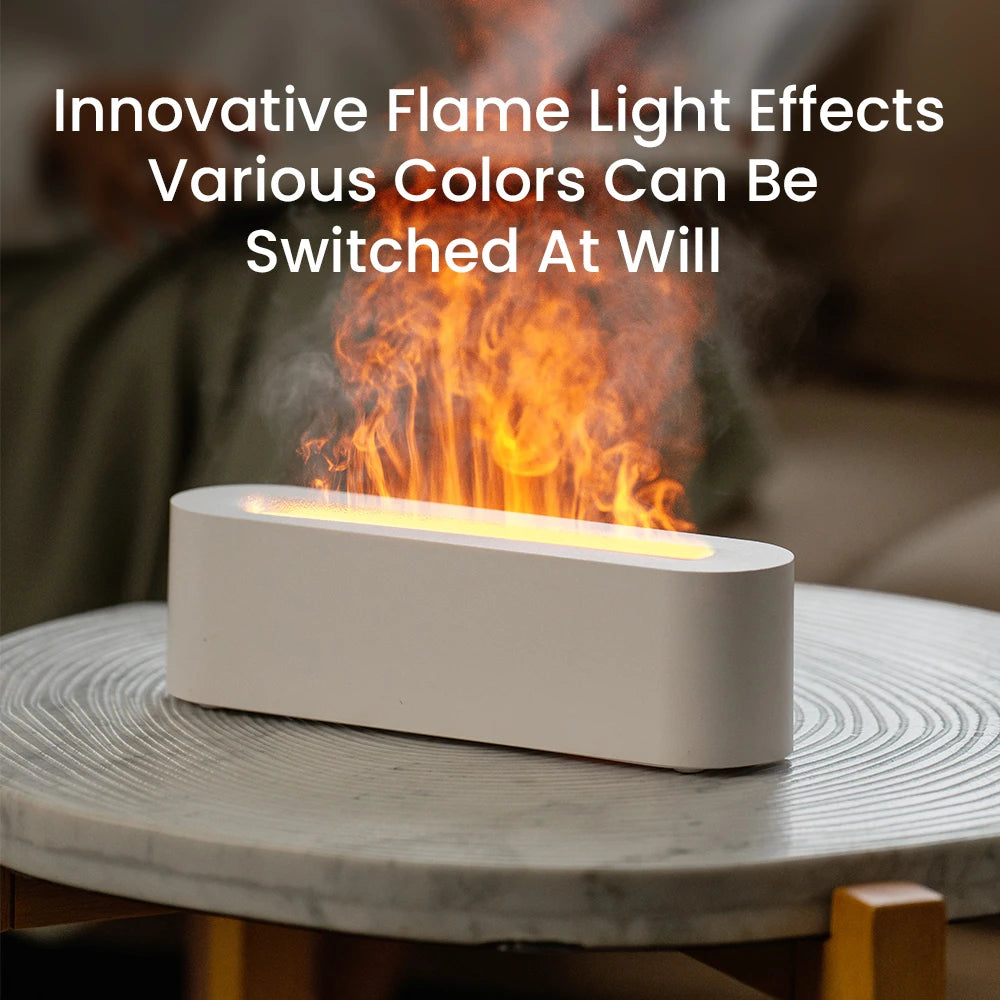 Diffuseur d'Huiles Essentielles avec Humidificateur et Lumière RGB – Effet Flamme Élégant