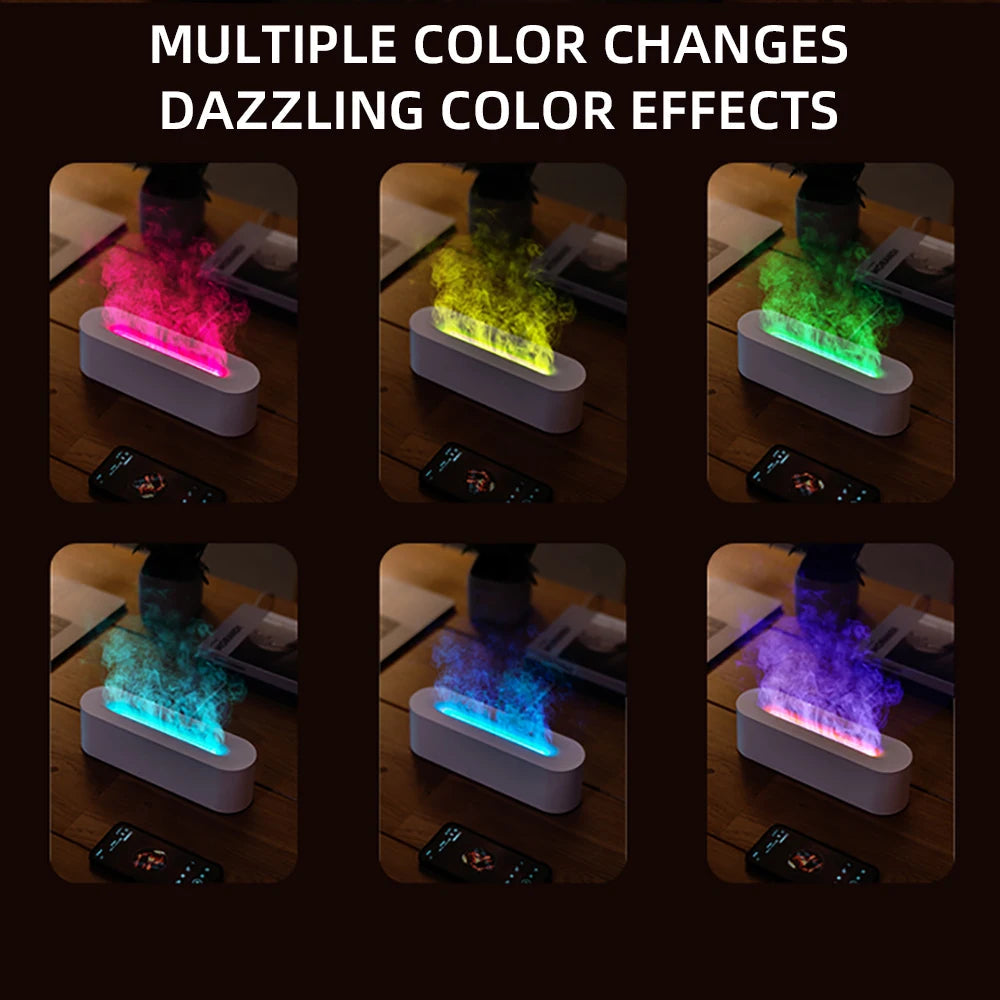 Diffuseur d'Huiles Essentielles avec Humidificateur et Lumière RGB – Effet Flamme Élégant