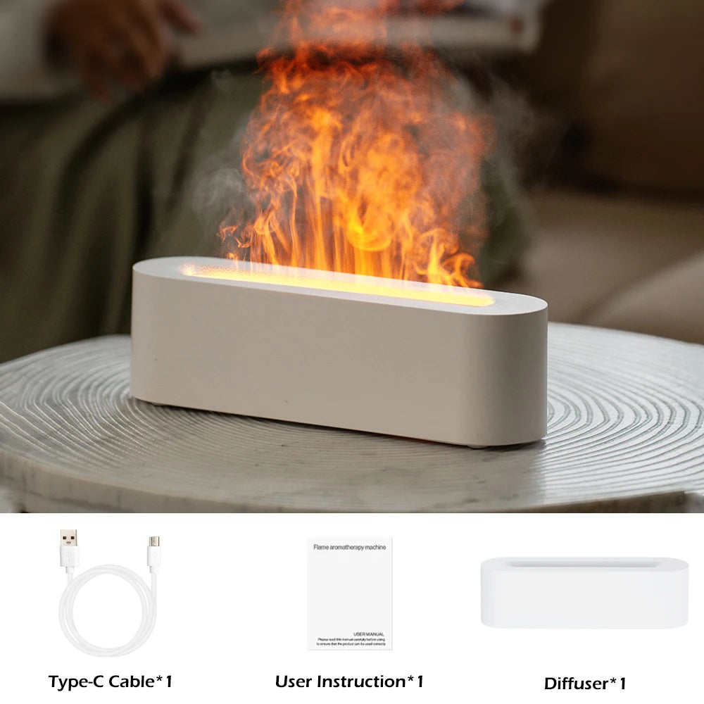 Diffuseur d'Huiles Essentielles avec Humidificateur et Lumière RGB – Effet Flamme Élégant