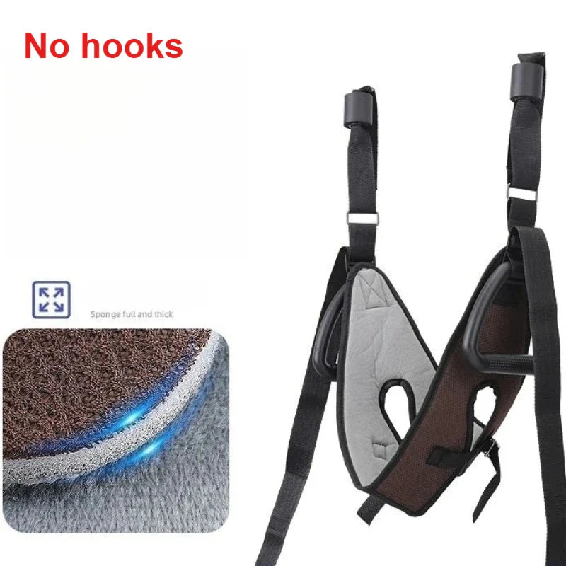 Cervical stretching device with suspension strap for pain relief