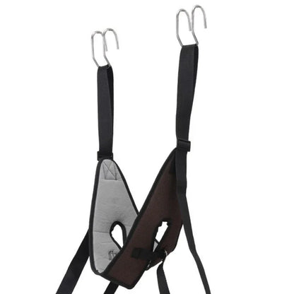 Cervical stretching device with suspension strap for pain relief