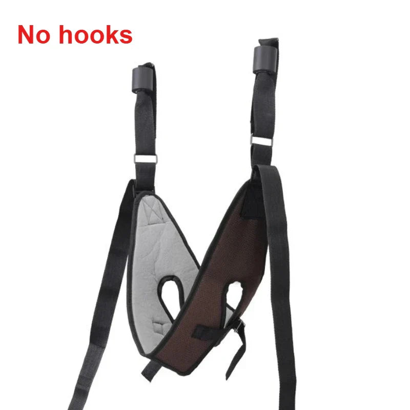 Cervical stretching device with suspension strap for pain relief