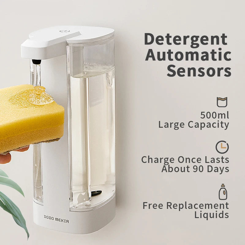 Distributeur de savon automatique avec capteur – 500 ml réglable, matériau ABS/PC, idéal pour cuisine et salle de bain