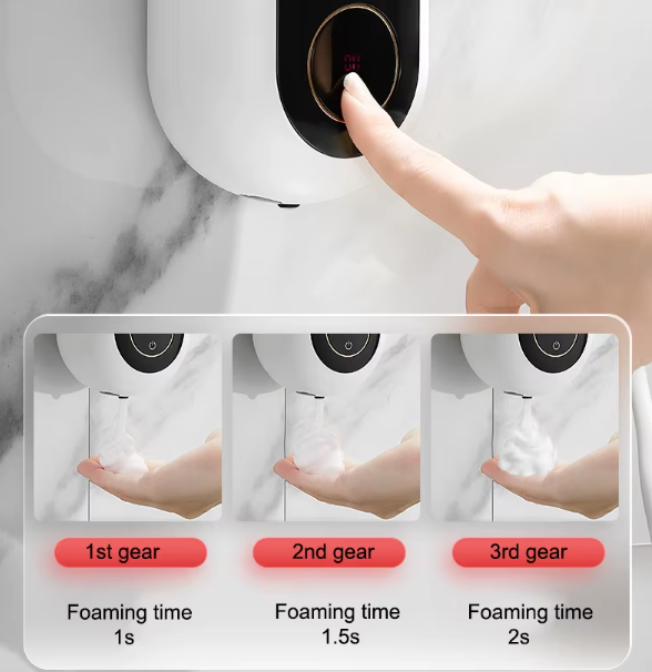 Distributeur de Savon Mousse Automatique 450ML – Sans Contact, Monté au Mur pour Cuisine et Salle de Bain