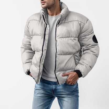 Insulating Down Jacket for Men - Hip Cut, Durable Polyester, Ideal for Winter
