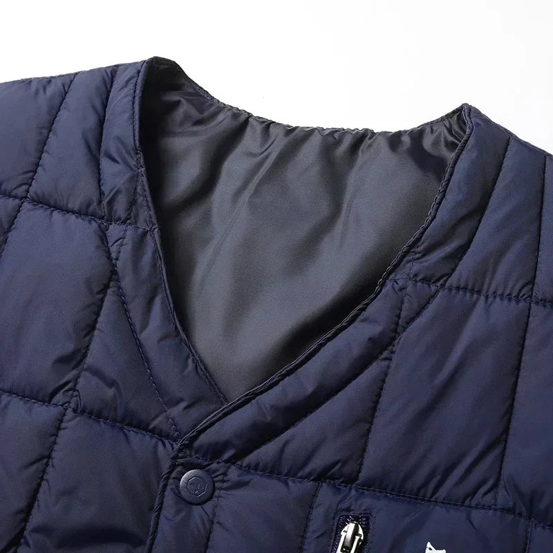 Doudoune Légère pour Hommes avec Col en V et Poche Zippée – Polyester pour Hiver