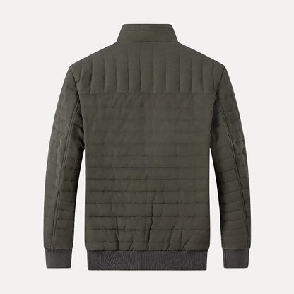 Quilted Men's Cotton Down Jacket with Stand-up Collar – Warm Work Jacket
