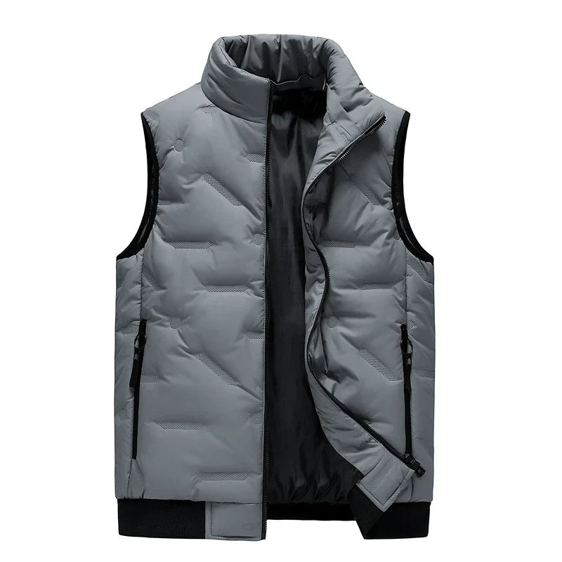Doudoune Matelassée pour Homme avec Col Mao – Gilet Chaud en Coton et Polyester, Poches Zippées, Jusqu'à 8XL