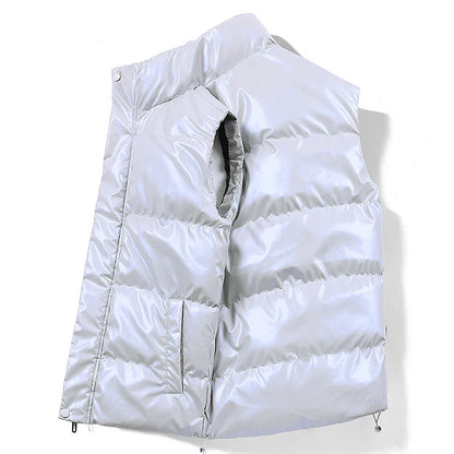 Quilted Down Jacket for Men with Mao Collar – Duck Down Vest for Winter