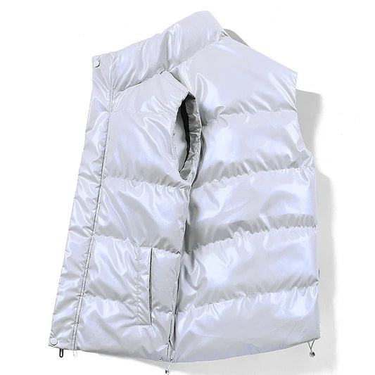 Quilted Down Jacket for Men with Mao Collar – Duck Down Vest for Winter