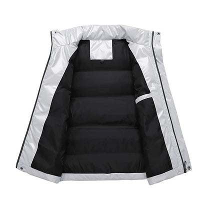 Quilted Down Jacket for Men with Mao Collar – Duck Down Vest for Winter