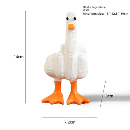 Duck You Gesture Resin Statue – Humorous Middle Finger Decor for Office Desk