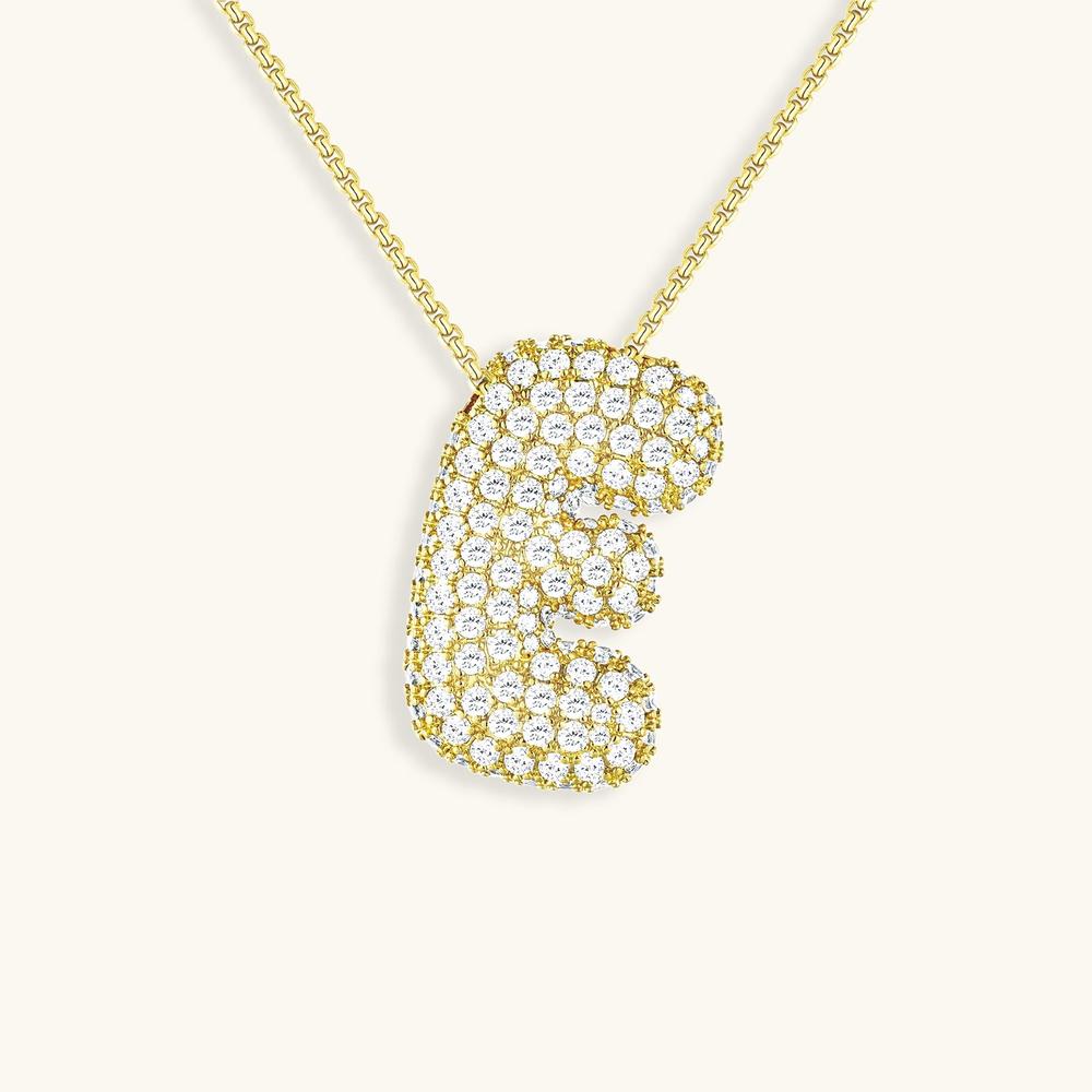 Variant image for Collier Femme Or 18 Carats avec Pendentif Initial et Diamant Simulant 18 pouces-5