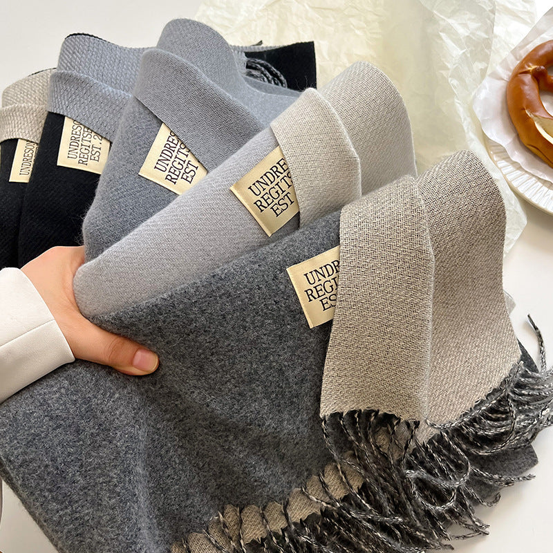 Écharpe Femme Réversible en Cachemire avec Franges – Élégante et Confortable pour l'Hiver 5