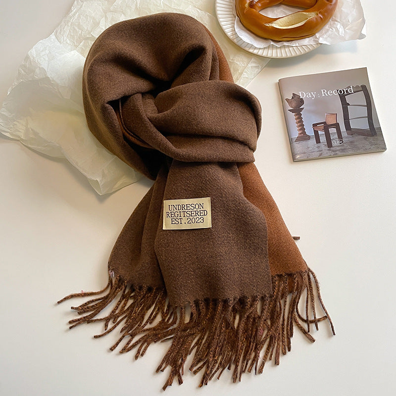 Écharpe Femme Réversible en Cachemire avec Franges – Élégante et Confortable pour l'Hiver 8
