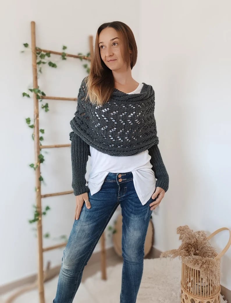 Écharpe en Tricot Ajourée pour Femme - Longue et Rectangulaire, Idéale pour l'Hiver 6