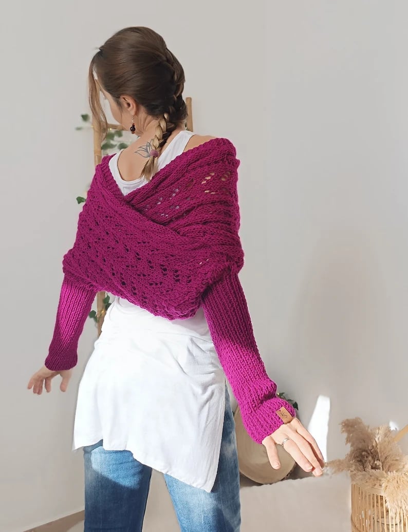 Écharpe en Tricot Ajourée pour Femme - Longue et Rectangulaire, Idéale pour l'Hiver 7