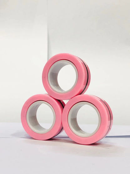 Magnetic Fidget Rings Set – 3 Colorful Pieces for Stress Relief and Concentration Improvement