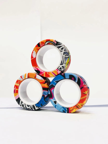 Magnetic Fidget Rings Set – 3 Colorful Pieces for Stress Relief and Concentration Improvement