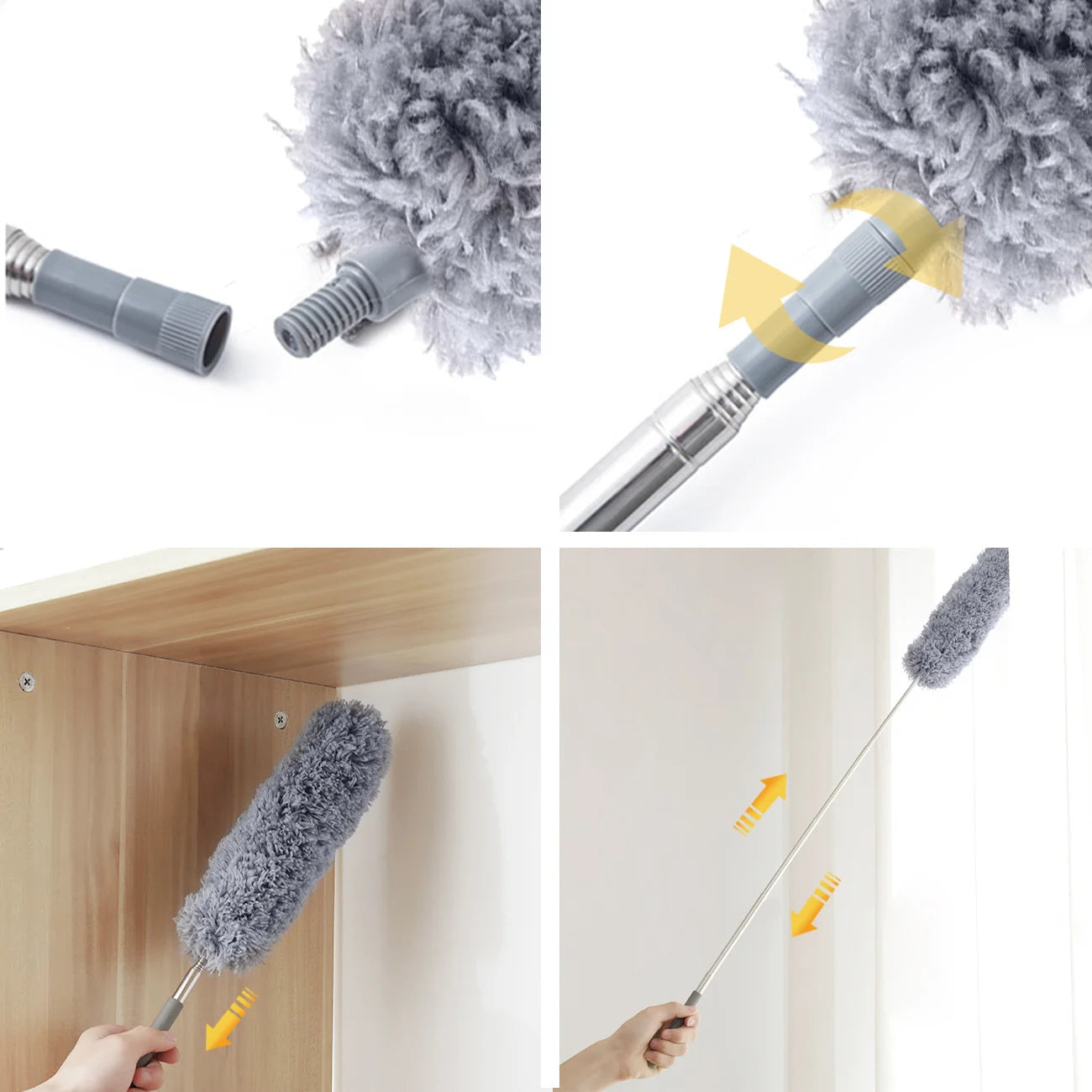 Ensemble d'Outils de Nettoyage en Microfibre avec Plumeaux et Brosses Longues – Nettoyage Efficace et Pratique