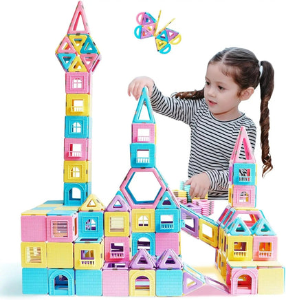 Magnetic Building Blocks Set 103 Pieces in ABS Plastic – Educational Toy Macaron Color for Children 3 Years and Older