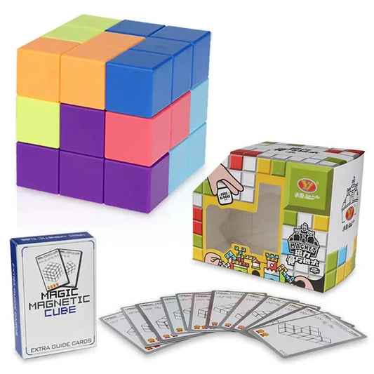 3D Magnetic Building Blocks Set with 54 Guide Cards – Educational Puzzle for Children 6 Years and Older