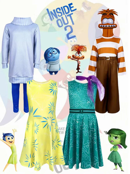 Inside Out Costume Set for Halloween – Joy, Sadness, Anger, Disgust, Fear, and Anxiety