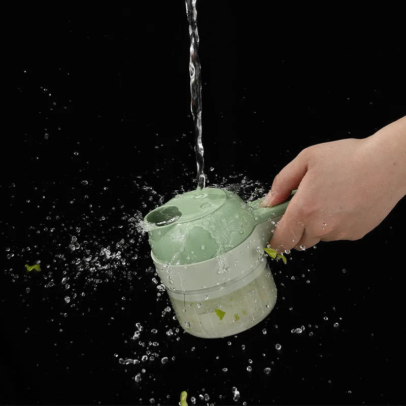 Ensemble de coupe-légumes électrique 4-en-1 avec presse-ail et hachoir sans fil