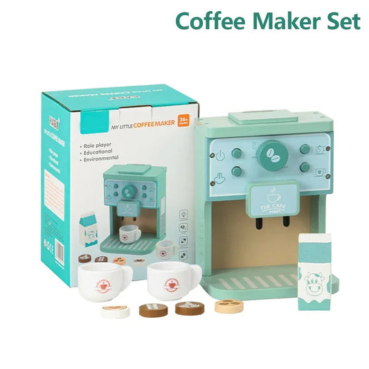 Wooden Toy Set Coffee Machine and Cookies - Creative Educational Kit for Children from 3 Years Old