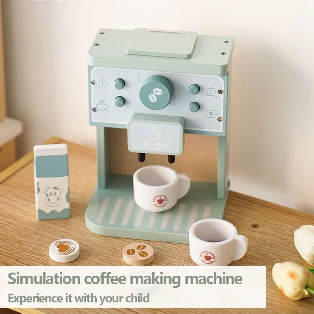 Wooden Toy Set Coffee Machine and Cookies - Creative Educational Kit for Children from 3 Years Old