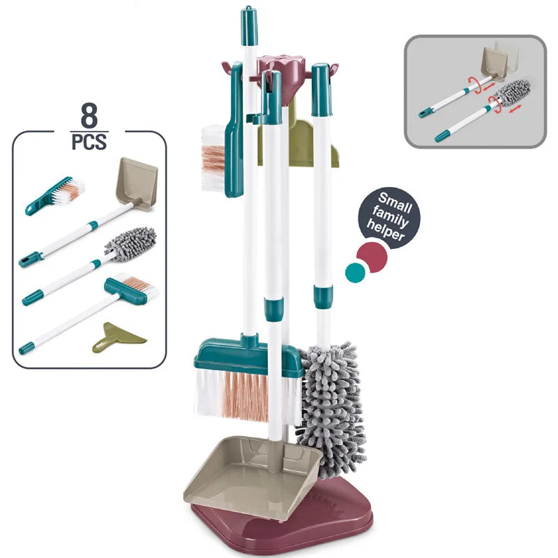 Interactive Cleaning Set for Children – 23 Pieces with Vacuum Cleaner, Broom, and Storage Stand, Multicolor