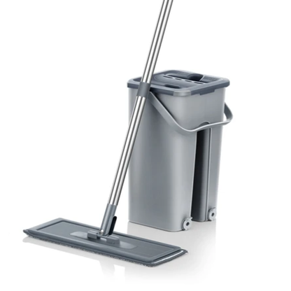 Ensemble de nettoyage ménager avec seau et tampons en microfibre lavables – mains libres