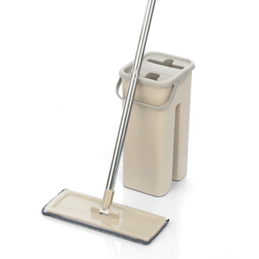 Ensemble de Nettoyage Ménager avec Seau et Tampons en Microfibre Lavables – Mains Libres