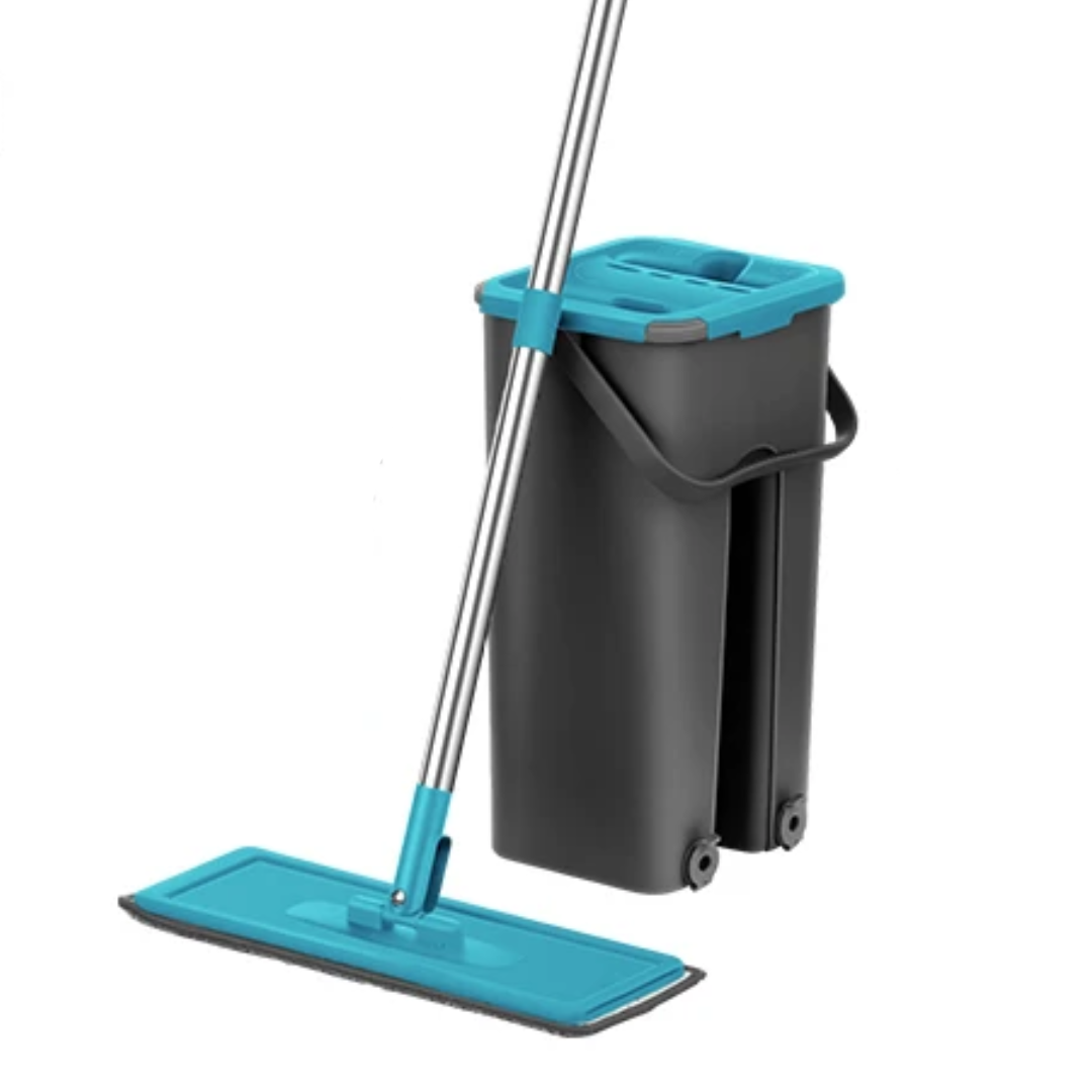 Ensemble de Nettoyage Ménager avec Seau et Tampons en Microfibre Lavables – Mains Libres